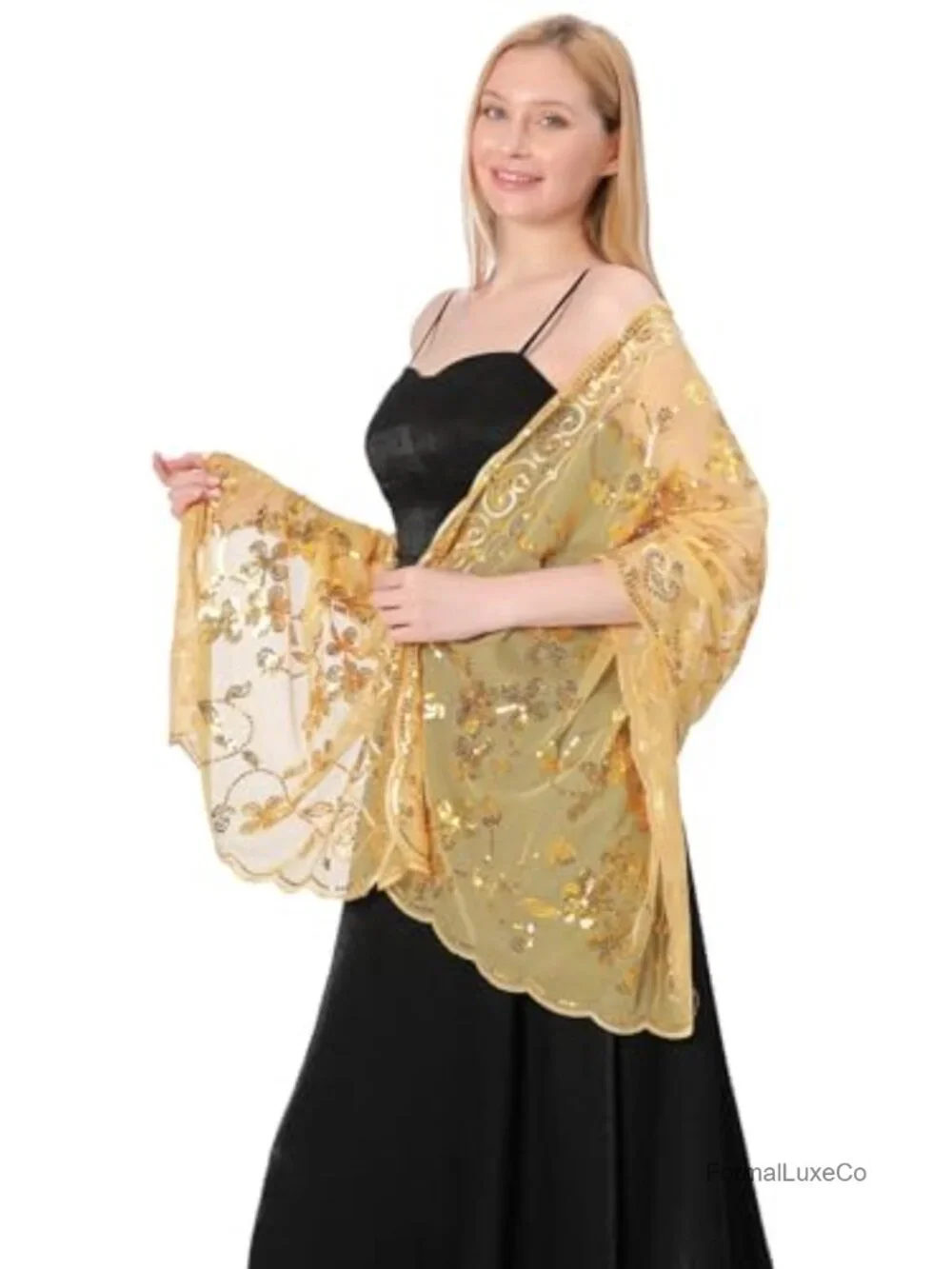 Sequin Fringe Shawl Wrap Evening Cape Scarf for Wedding Party